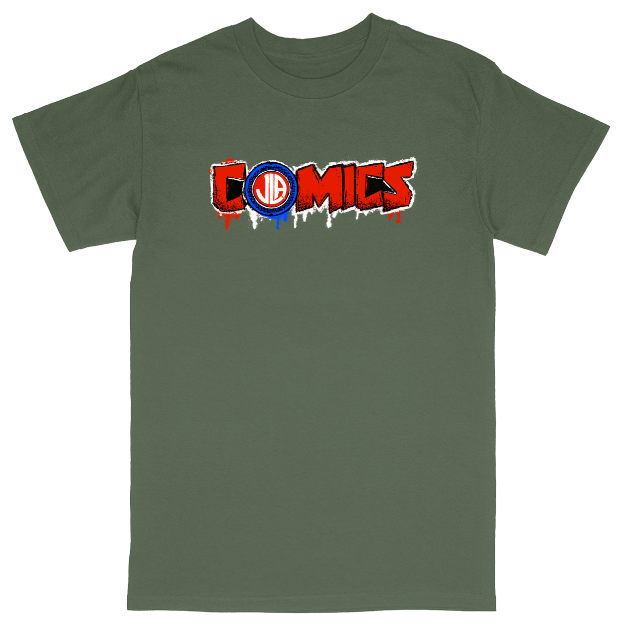 Basic Unisex Heavy Cotton T-Shirt - Military Green - front***Military Green|||Basic Unisex Heavy Cotton T-Shirt