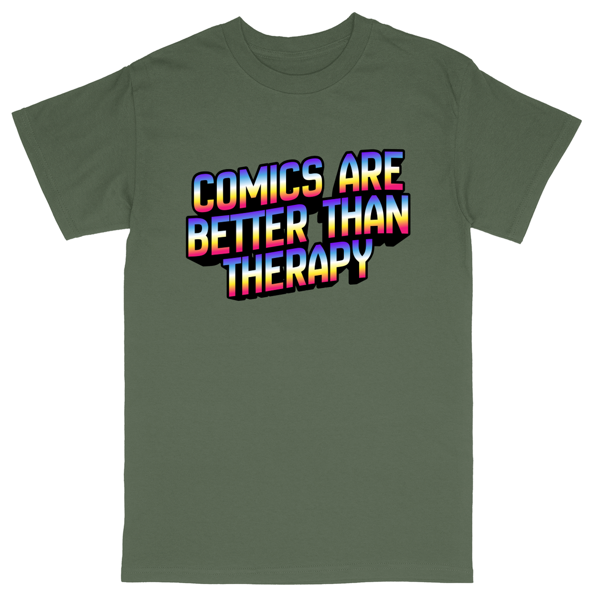 Basic Unisex Heavy Cotton T-Shirt - Military Green - front***Military Green|||Basic Unisex Heavy Cotton T-Shirt