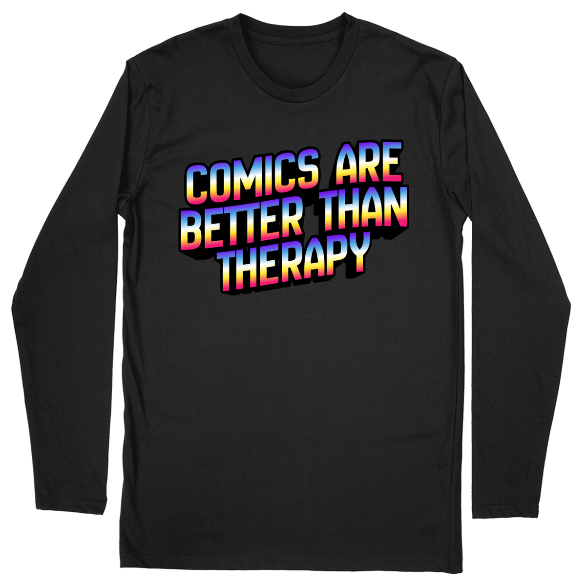 Long Sleeve Unisex T-shirt - Black - front***Black|||Long Sleeve Unisex T-shirt