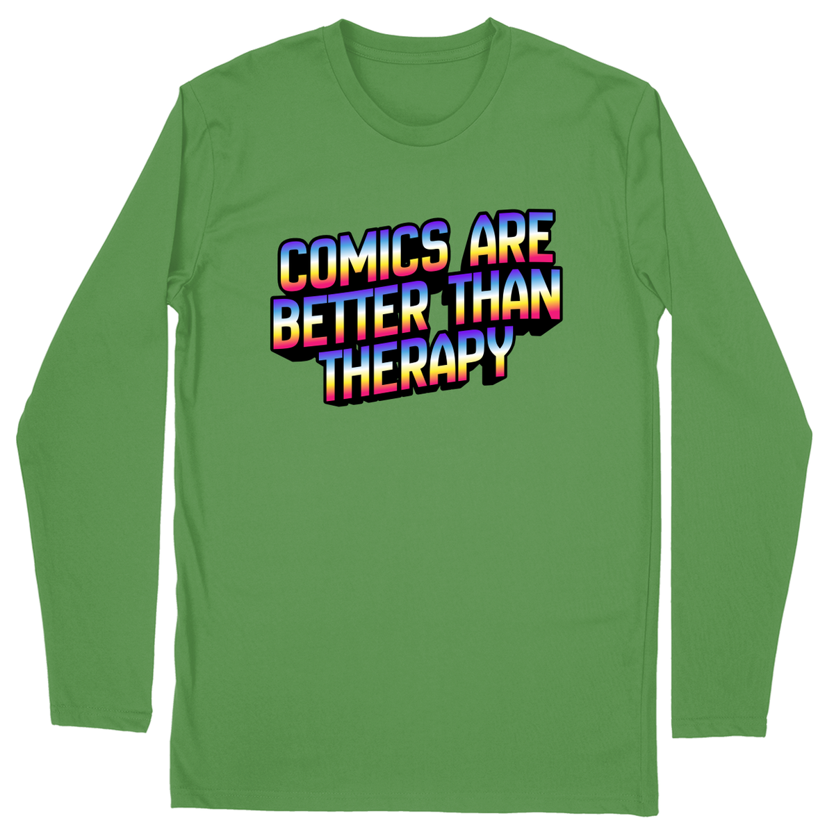 Long Sleeve Unisex T-shirt - Green - front***Green|||Long Sleeve Unisex T-shirt