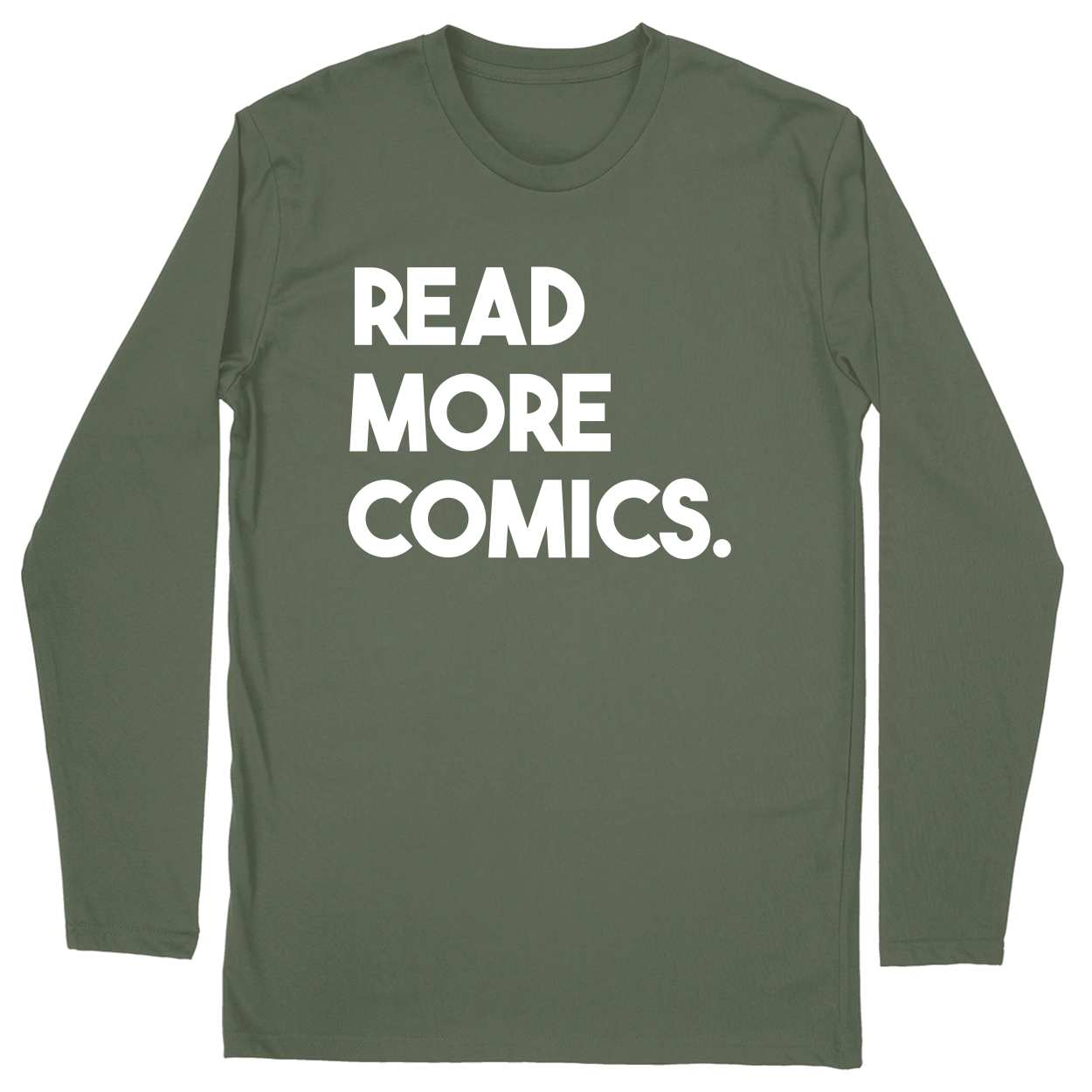 Long Sleeve Unisex T-shirt - Military Green - front***Military Green|||Long Sleeve Unisex T-shirt