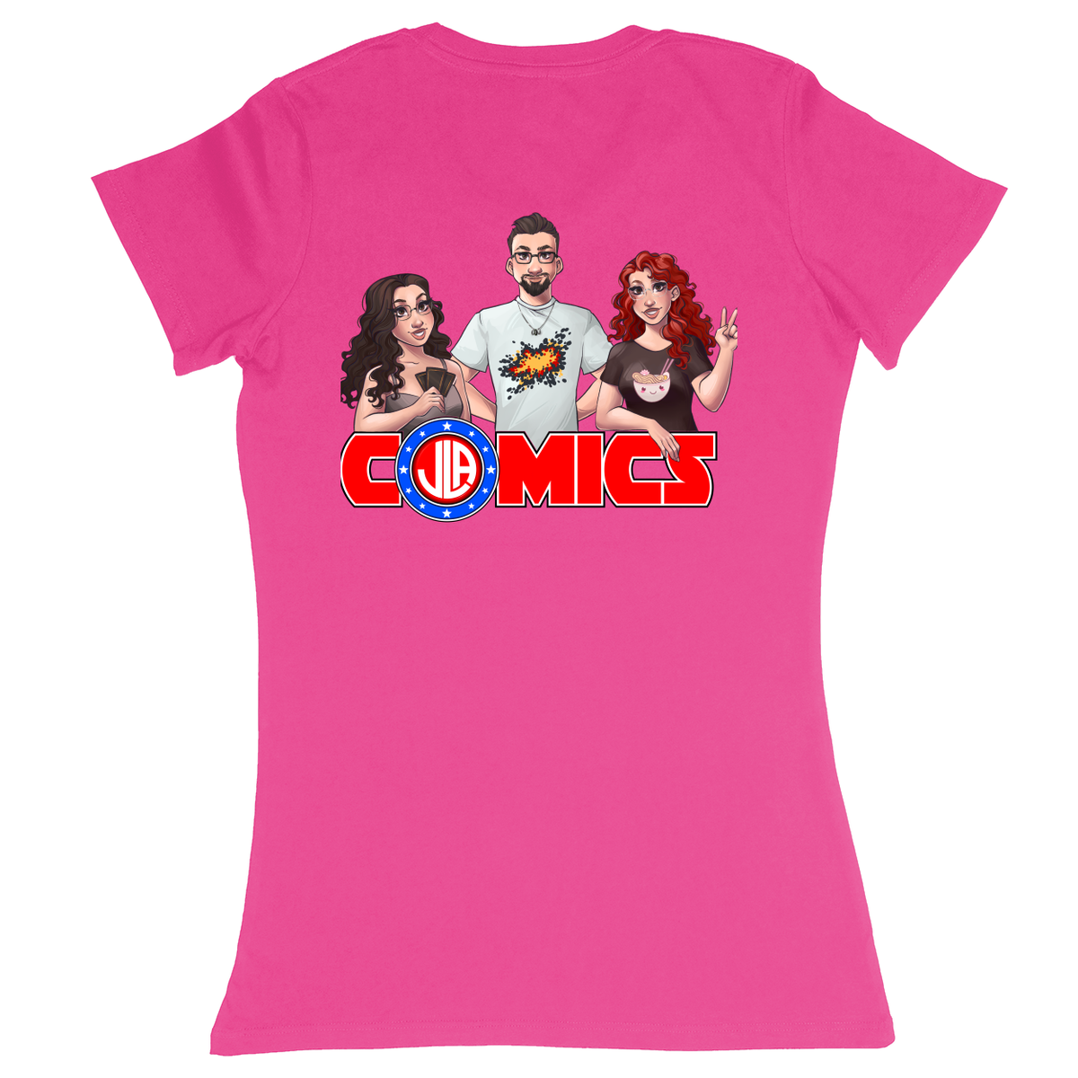 Premium Ladies Fitted Soft T-Shirt - Hot Pink - back