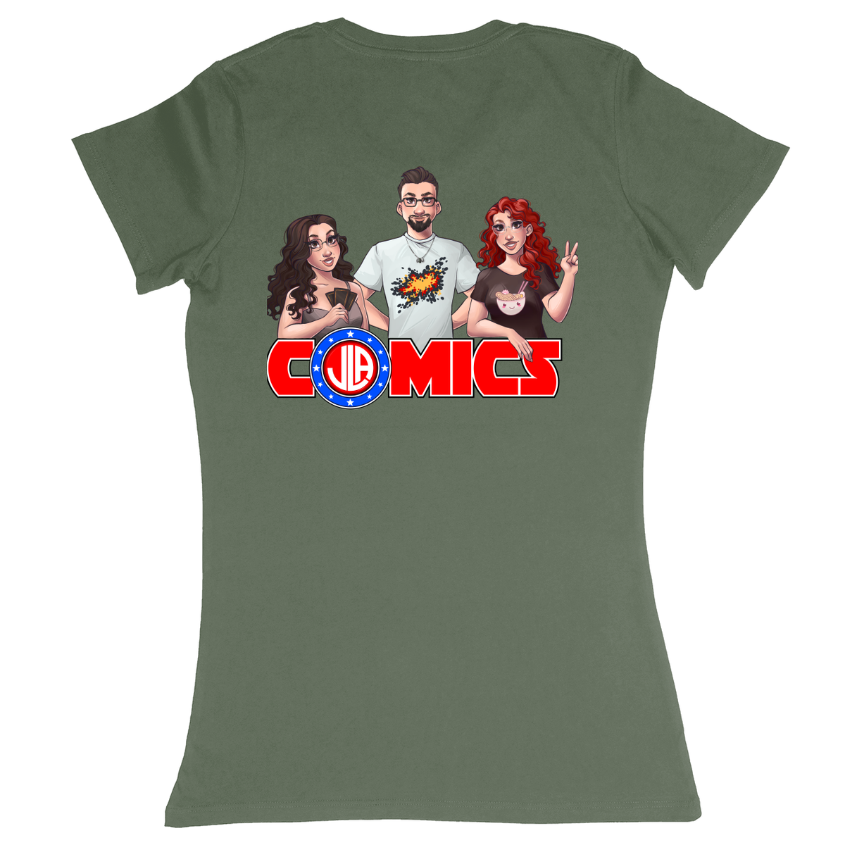 Premium Ladies Fitted Soft T-Shirt - Military Green - back***Military Green|||Premium Ladies Fitted Soft T-Shirt
