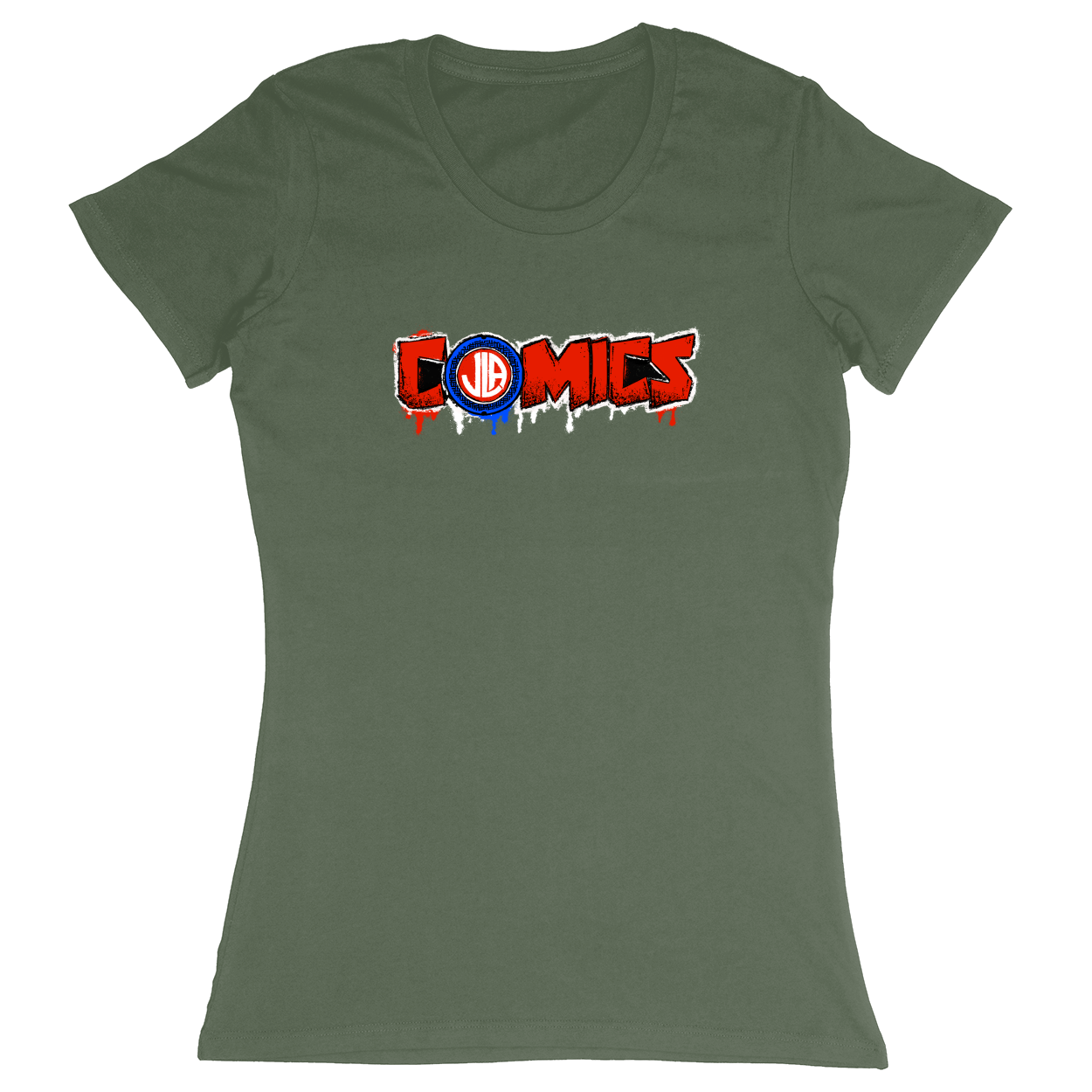 Premium Ladies Fitted Soft T-Shirt - Military Green - front***Military Green|||Premium Ladies Fitted Soft T-Shirt