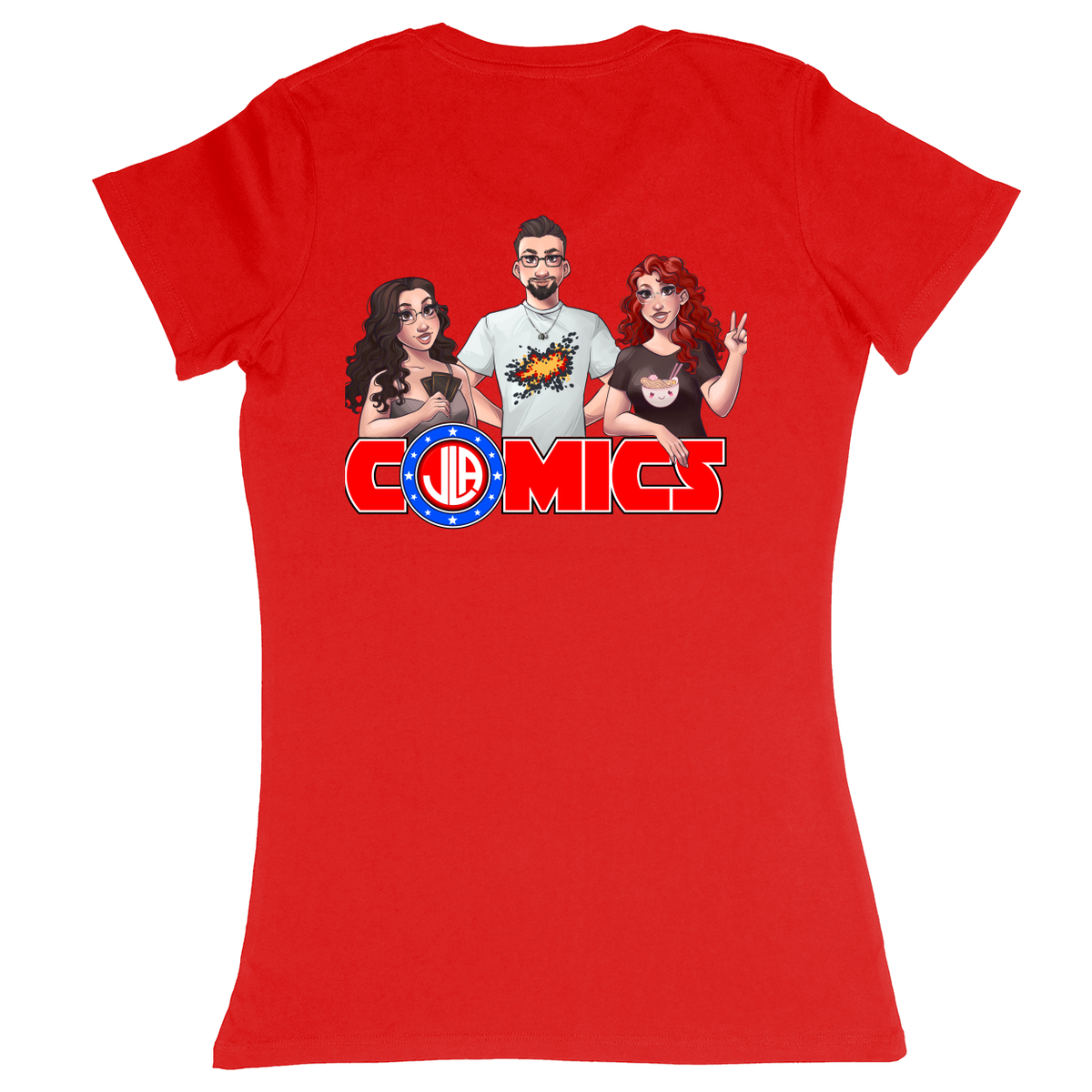 Premium Ladies Fitted Soft T-Shirt - Red - back***Red|||Premium Ladies Fitted Soft T-Shirt
